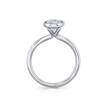 White Gold Oval Cut Bezel Set Engagement Ring - Cliodhna