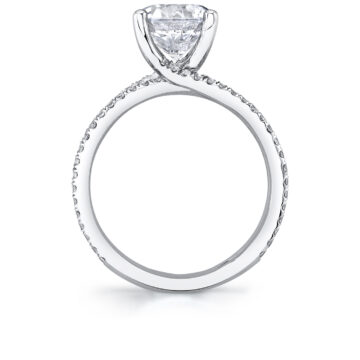 White Gold Round Cut Split Shank Engagement Ring - Daniella
