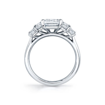 White Gold Emerald Cut Five Stone Engagement Ring - Brenley