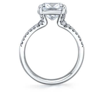 White Gold Cushion Cut Split Shank Engagement Ring - Florencia