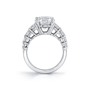 White Gold Round Cut Thick Diamond Band Engagement Ring - Collins
