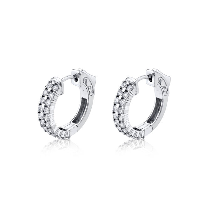 white gold double row diamond huggies