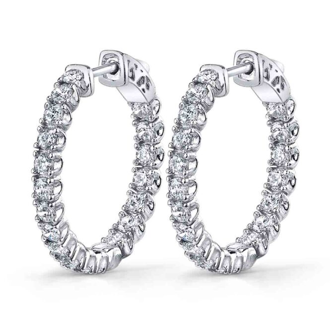 white gold thick diamond huggie earrings