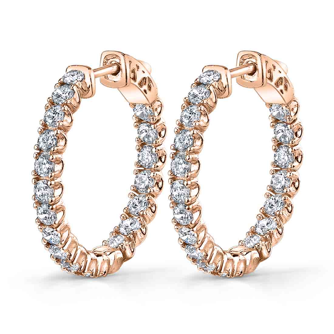 rose gold thick diamond huggie earrings