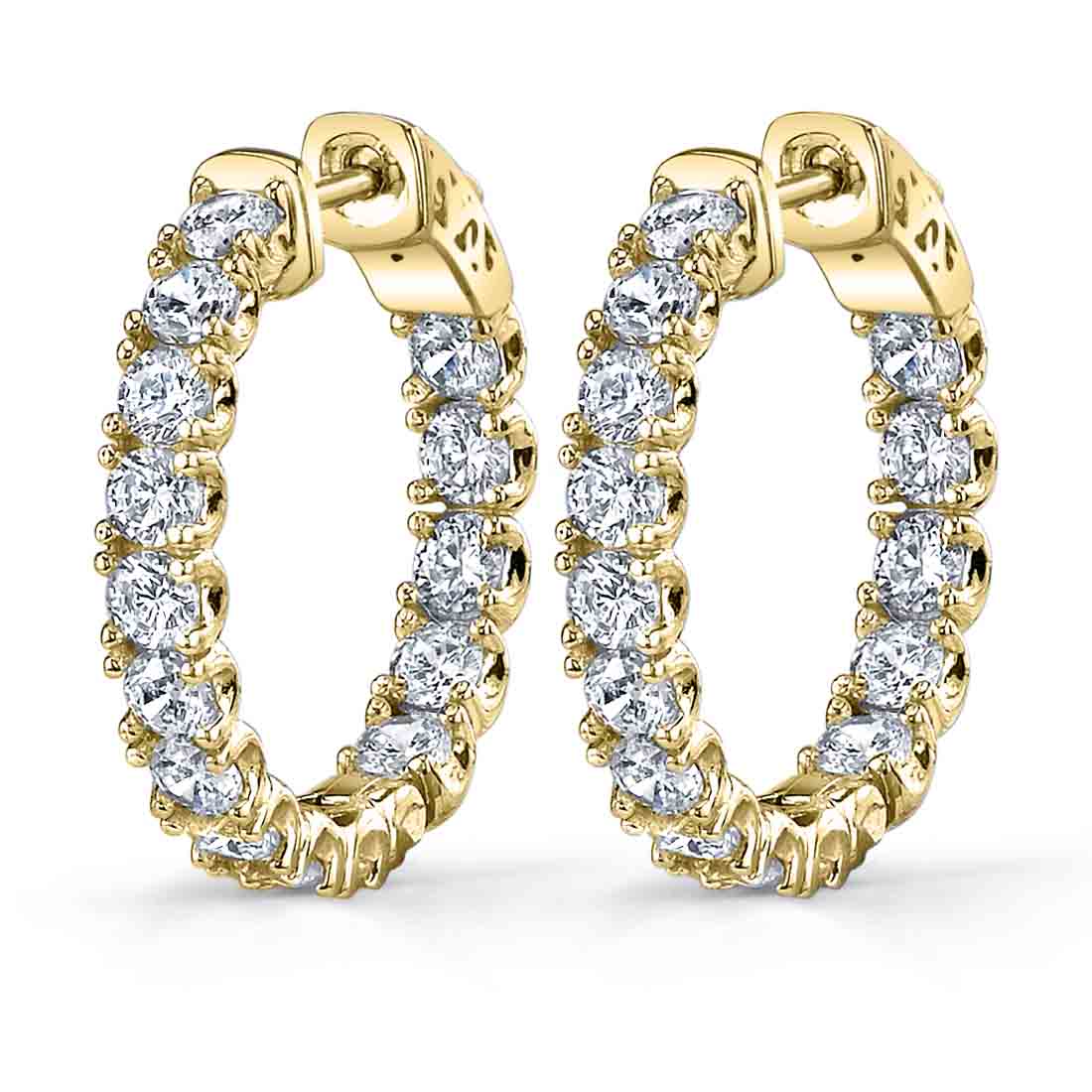 yellow gold extra thick diamond huggie earrings