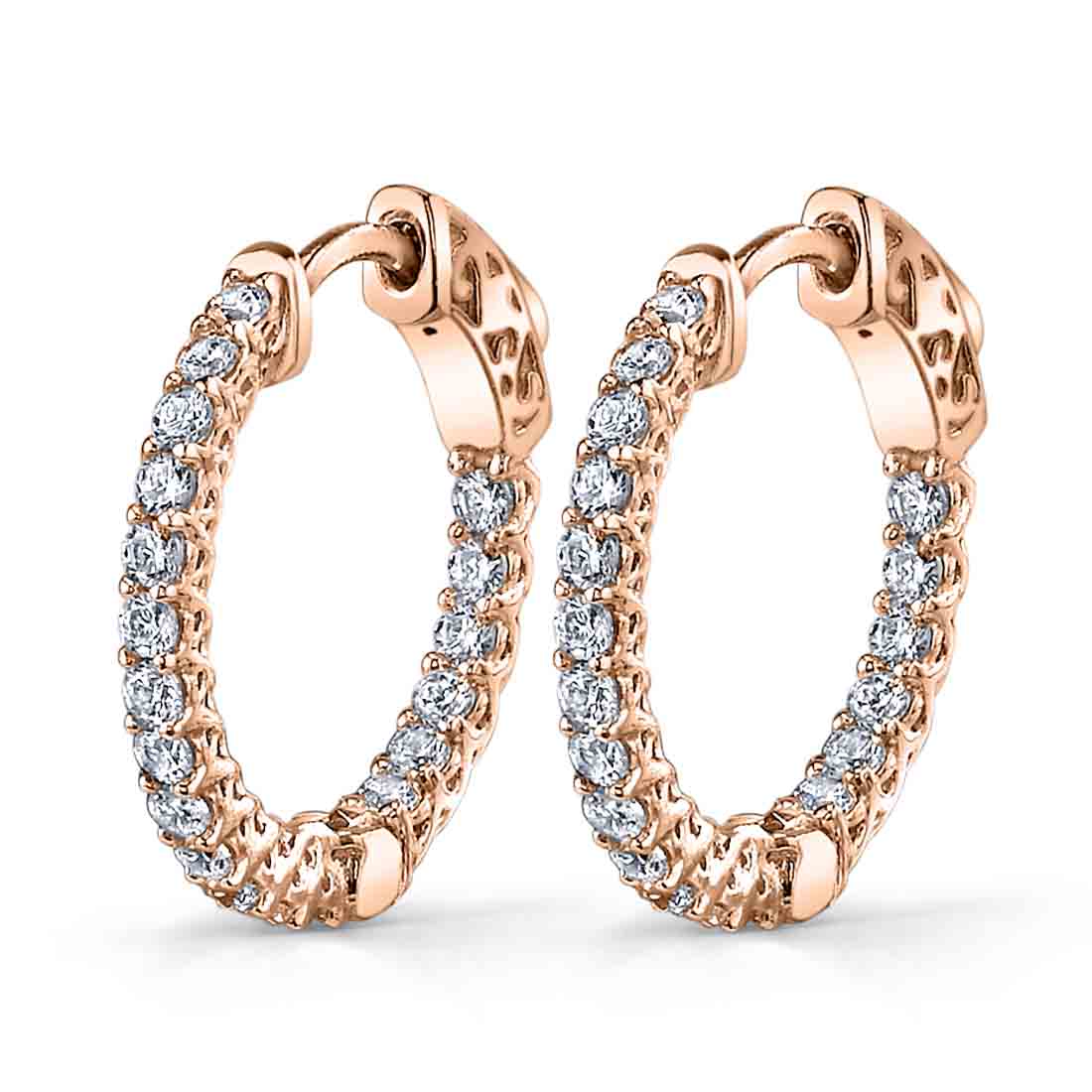 rose gold diamond hoop earrings