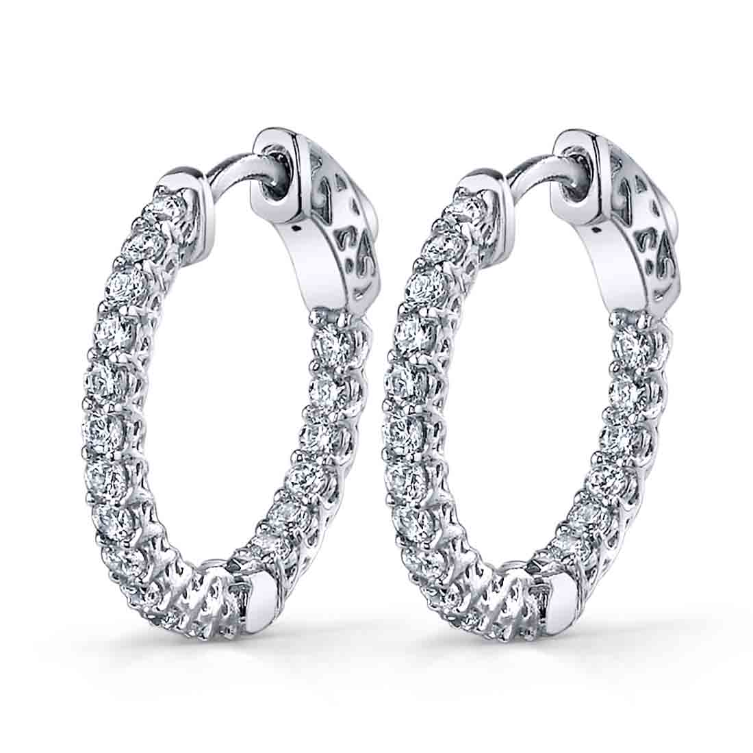 white gold diamond hoop earrings