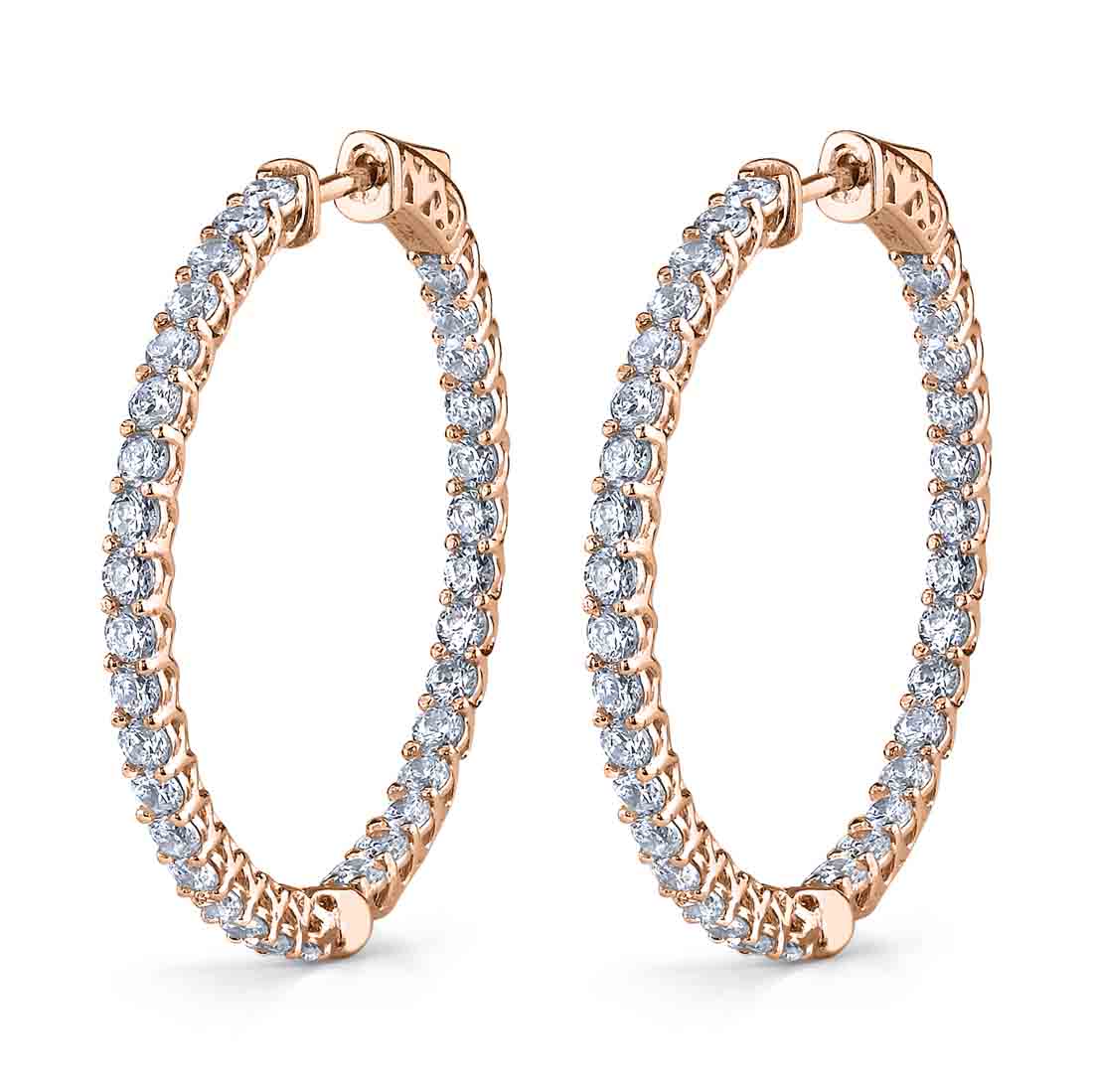 rose gold thick diamond hoop earrings