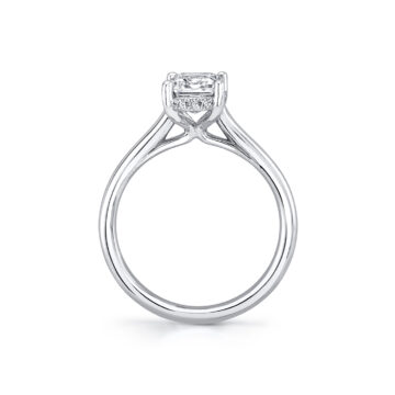 White Gold Emerald Cut Solitaire Hidden Halo Engagement Ring - Elliott