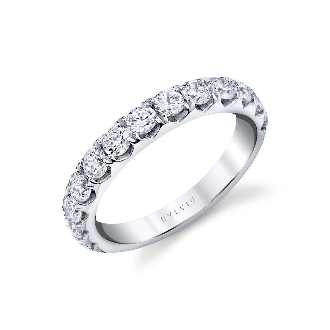 white gold thick classic diamond wedding ring