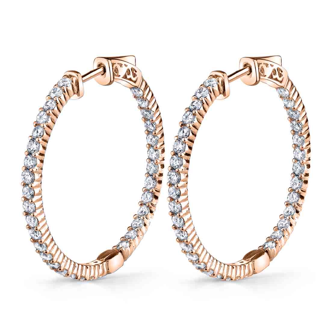 rose gold classic pave diamond hoop earrings