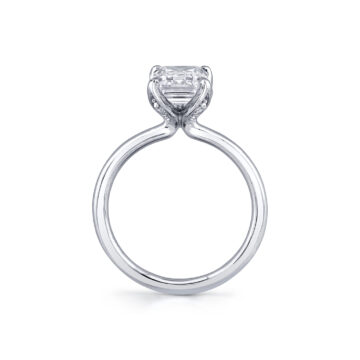 White Gold Tulira Emerald Cut Solitaire Diamond Petal Prong Engagement Ring - Shay