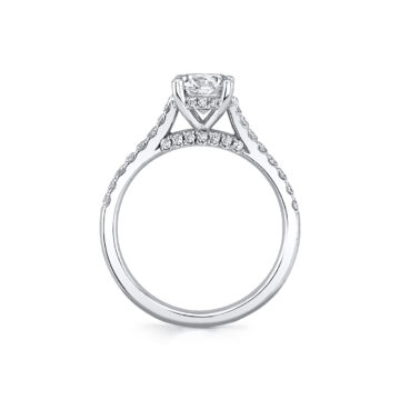 White Gold Round Cut Classic Diamond Bridge Engagement Ring - Landry