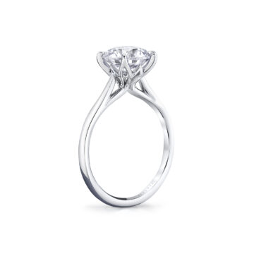 White Gold Tulira Solitaire Petal Prong Engagement Ring - Amber