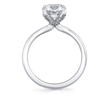 White Gold Tulira Solitaire Diamond Petal Prong Engagement Ring - Althaia