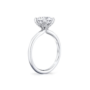White Gold Tulira Solitaire Diamond Petal Prong Engagement Ring - Althaia