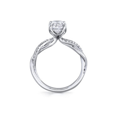 White Gold Tulira Spiral Diamond Petal Prong Engagement Ring - Ione