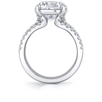 White Gold Round Cut Split Shank Engagement Ring - Dulce