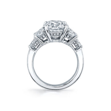 White Gold Round Cut Five Stone Engagement Ring - Dorothy