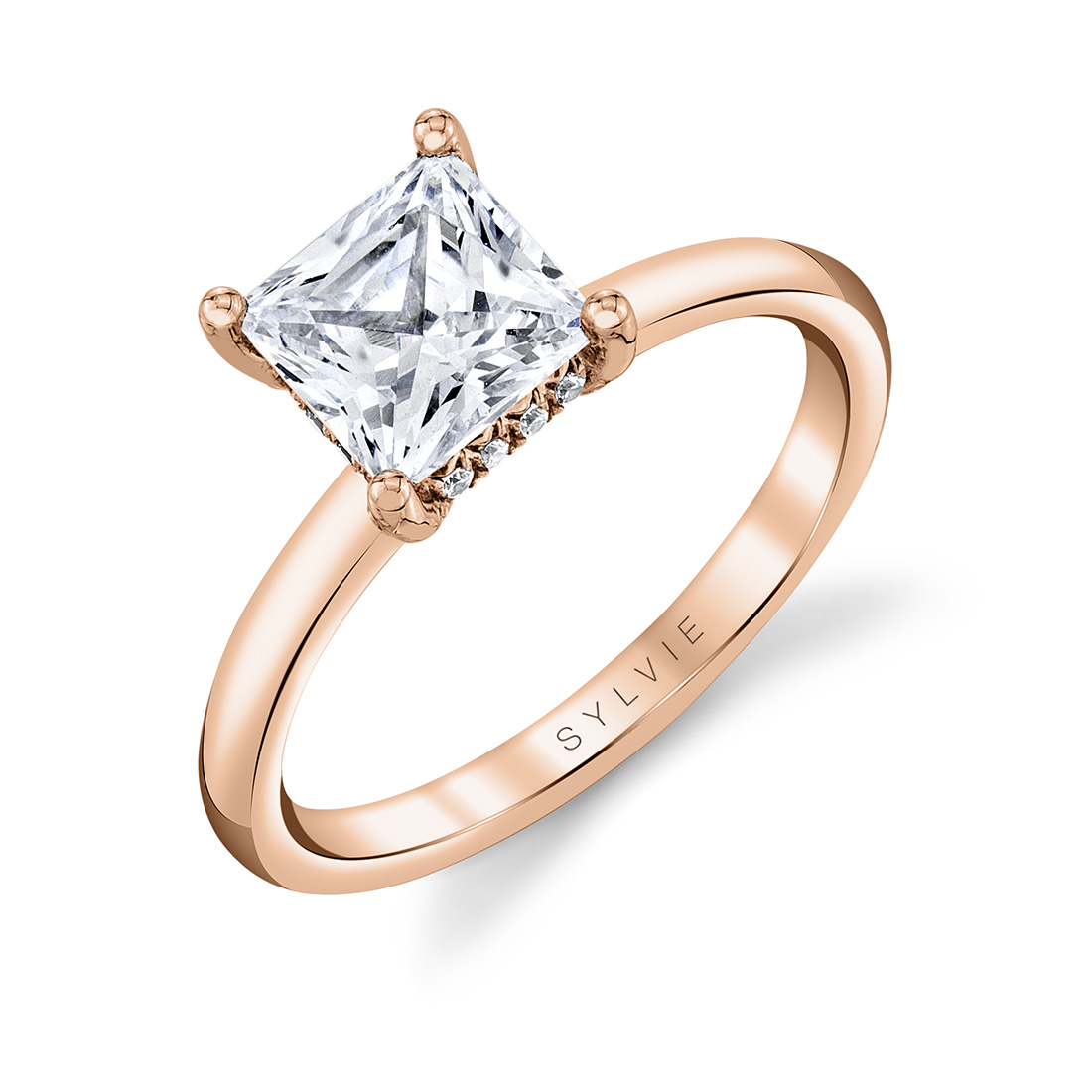 rose gold princess cut solitaire engagement ring