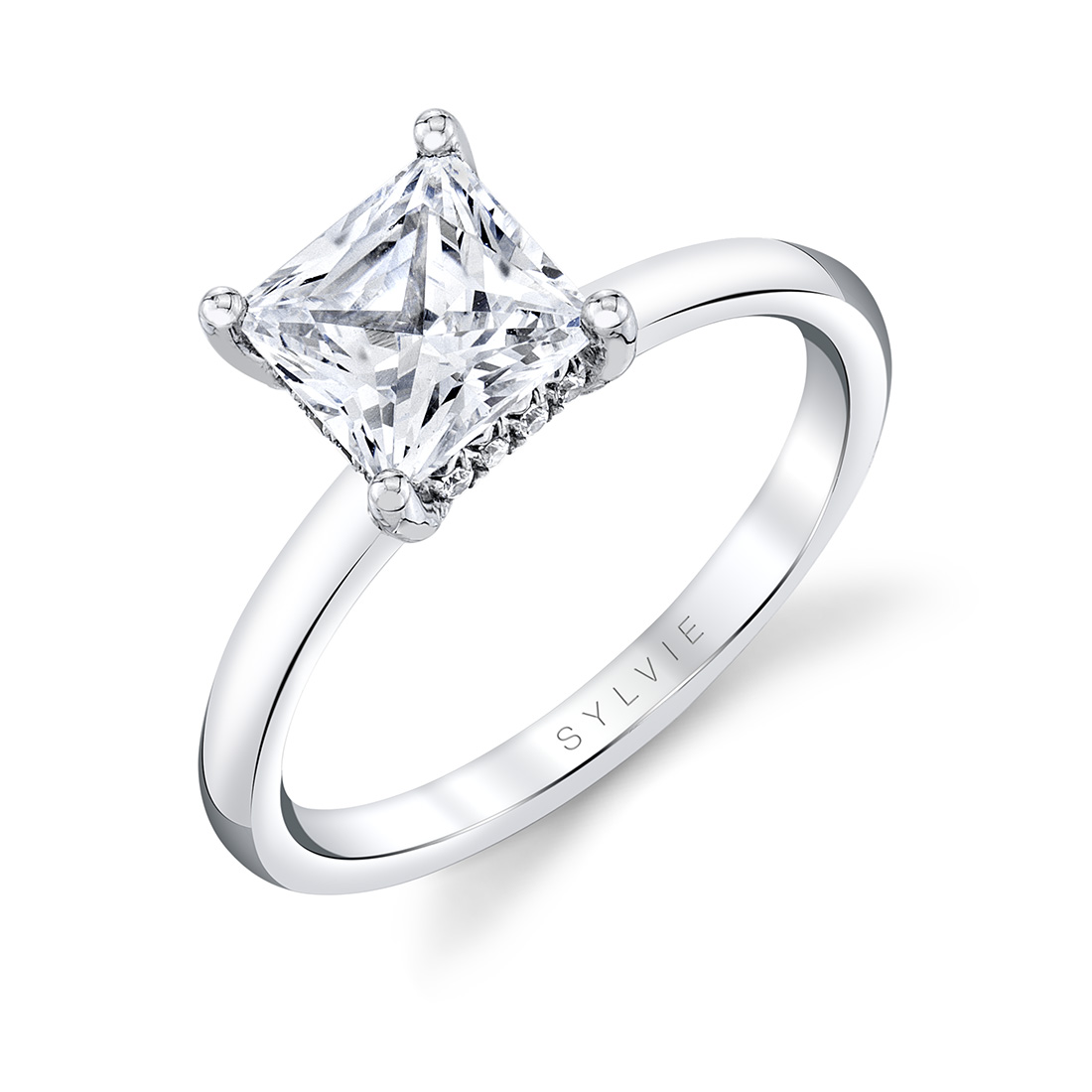 white gold princess cut solitaire engagement ring
