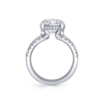 White Gold Round Cut Split Shank Hidden Halo Engagement Ring - Dawn