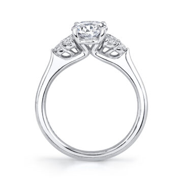 White Gold Oval Cut Engagement Ring with Side Stone Clusters - Skylar