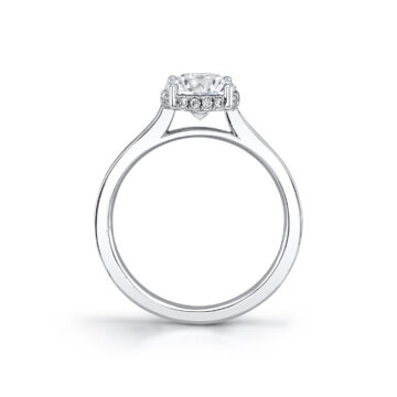 White Gold Round Cut Solitaire Hidden Halo Engagement Ring - Camden