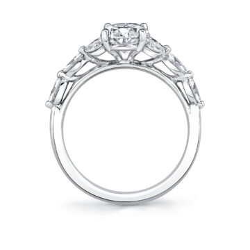White Gold Oval Cut Multi Marquise Engagement Ring - Berkley