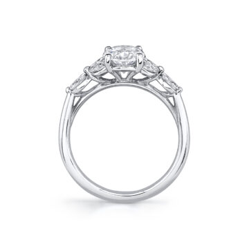 White Gold Oval Cut Multi Marquise Engagement Ring - Dawsyn