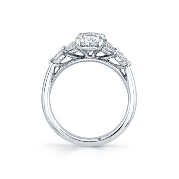 White Gold Oval Cut Multi Side Stone Engagement Ring - Daylin