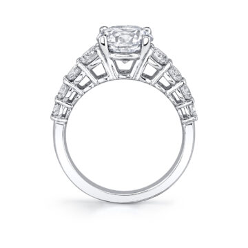 White Gold Round Cut Thick Classic Engagement Ring - Colbie