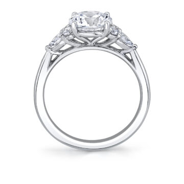 White Gold Round Cut Multi Side Stone Engagement Ring - Hermoine