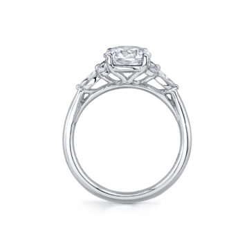 White Gold Round Cut Multi Side Stone Engagement Ring - Linnea