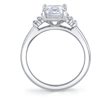 White Gold Emerald Cut Seven Stone Engagement Ring - Willa