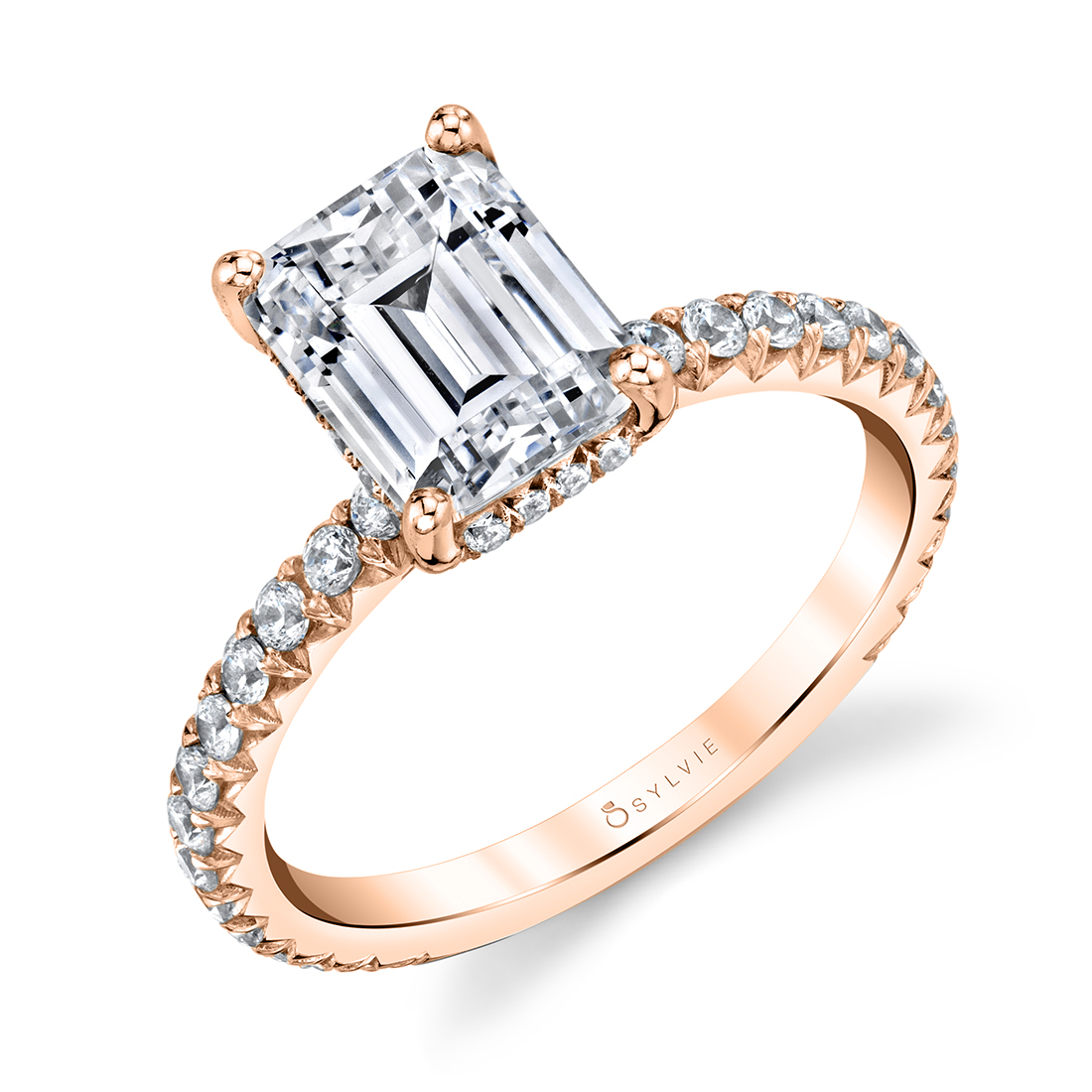 rose gold classic hidden halo engagement ring