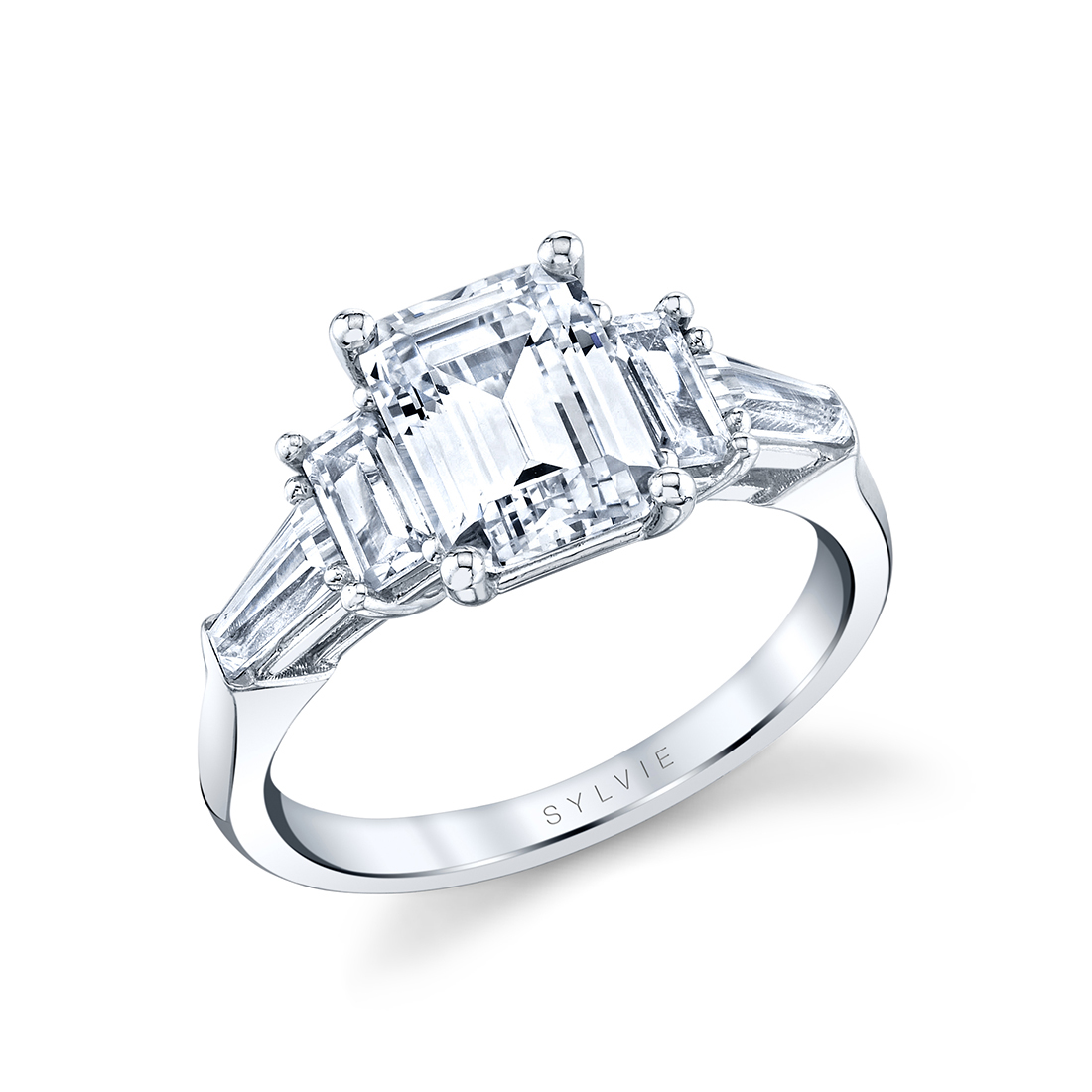 white gold five stone engagement ring