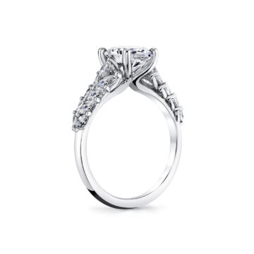 White Gold Tulira Flared Marquise Floral Inspired Engagement Ring - Camellia