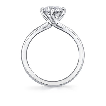 White Gold Tulira Compass Set Solitaire Vine Prong Engagement Ring - Wren