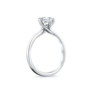 White Gold Tulira Compass Set Solitaire Vine Prong Engagement Ring - Wren