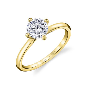 White Gold Tulira Compass Set Solitaire Vine Prong Engagement Ring - Wren