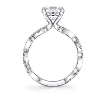 White Gold Tulira Leaf Inspired Engagement Ring - Zinnia