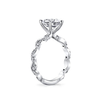 White Gold Tulira Leaf Inspired Engagement Ring - Zinnia