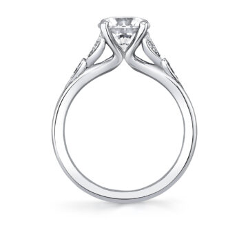 White Gold Tulira Leaf Inspired Engagement Ring - Sage