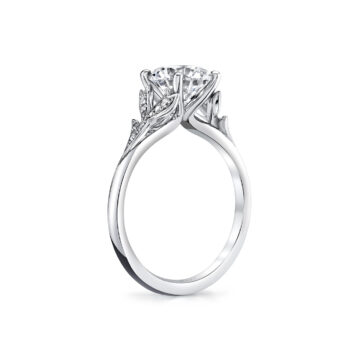 White Gold Tulira Leaf Inspired Engagement Ring - Sage