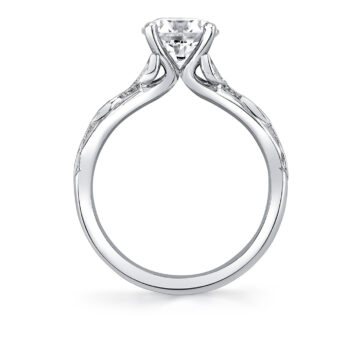 White Gold Tulira Bezel Petal and Leaf Engagement Ring - Opal