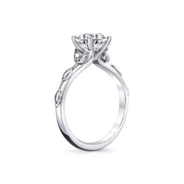 White Gold Tulira Bezel Petal and Leaf Engagement Ring - Opal