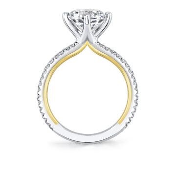 Yellow Gold Iconelle Compass Set Two Tone Engagement Ring - Sloane