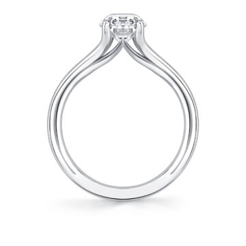 White Gold Iconelle Solitaire Shell Taper Engagement Ring - Vera