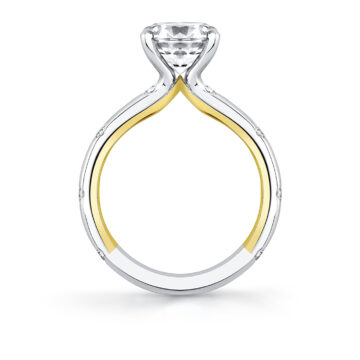 Yellow Gold Iconelle Two Tone Shell Flush Set Engagement Ring - Anya